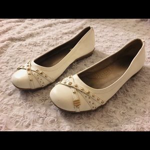 Gold and white flats